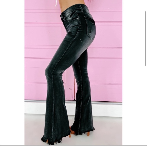 👻BOGO50%👻 🆕🩶SPECIAL A: GREY Vintage Raw Cut Hem Flare Jean 9/29 - Picture 4 of 13